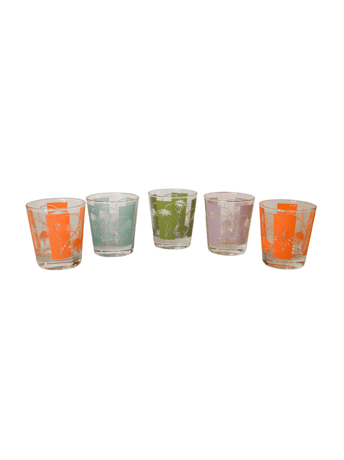 Bartleh Mid-Century Multi Colored Glass Tumblers (Set of 5)