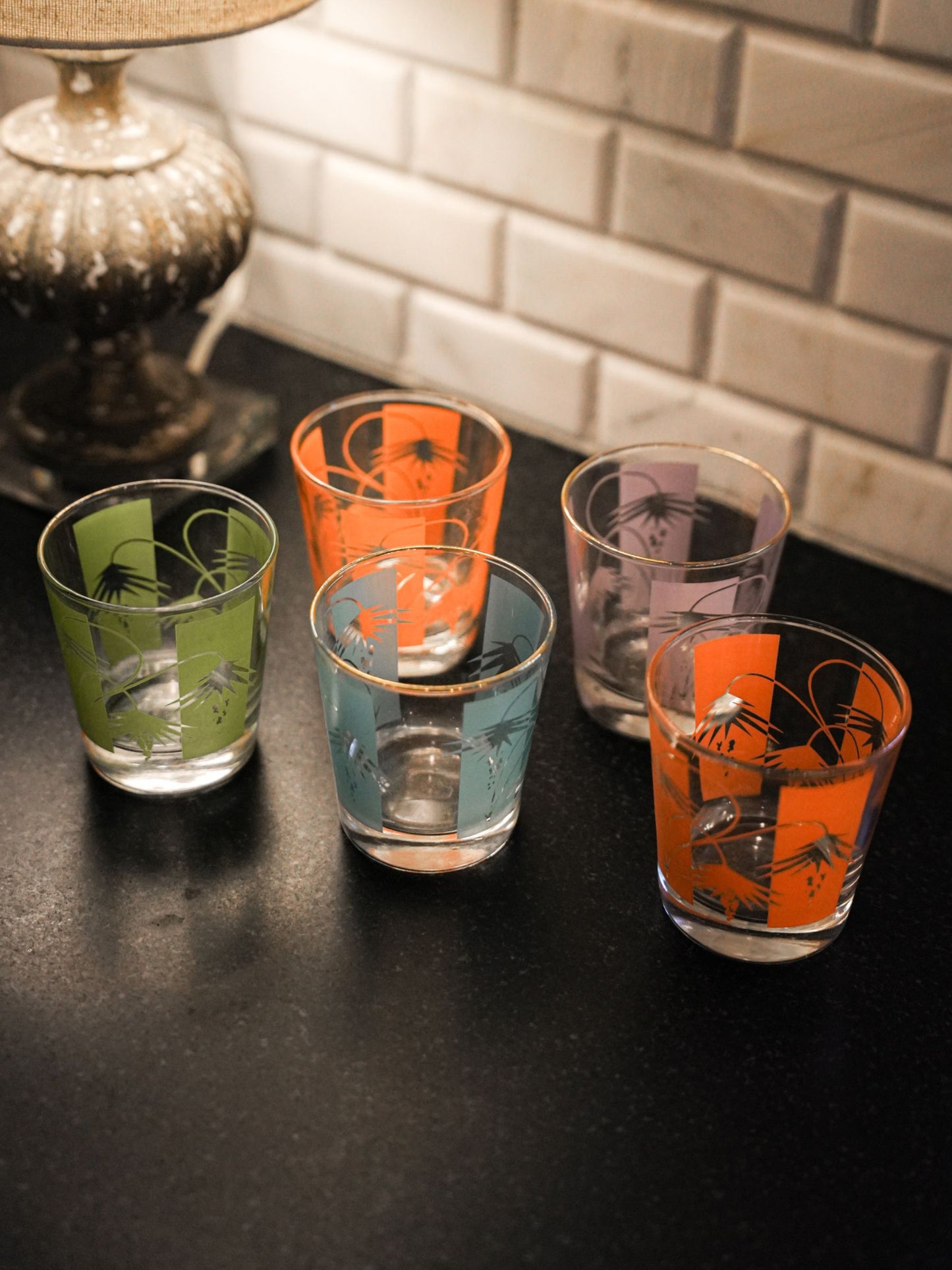 Bartleh Mid-Century Multi Colored Glass Tumblers (Set of 5)