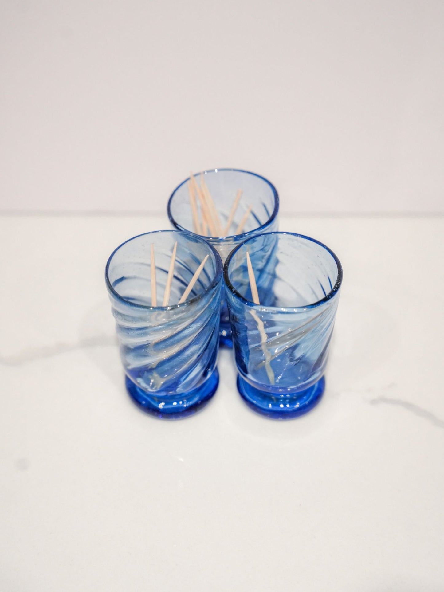 Blue Glass Toothpick Dish