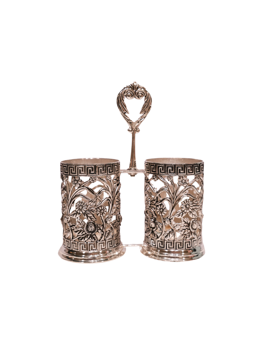French Silver-Plated Dual Spooner with Handle