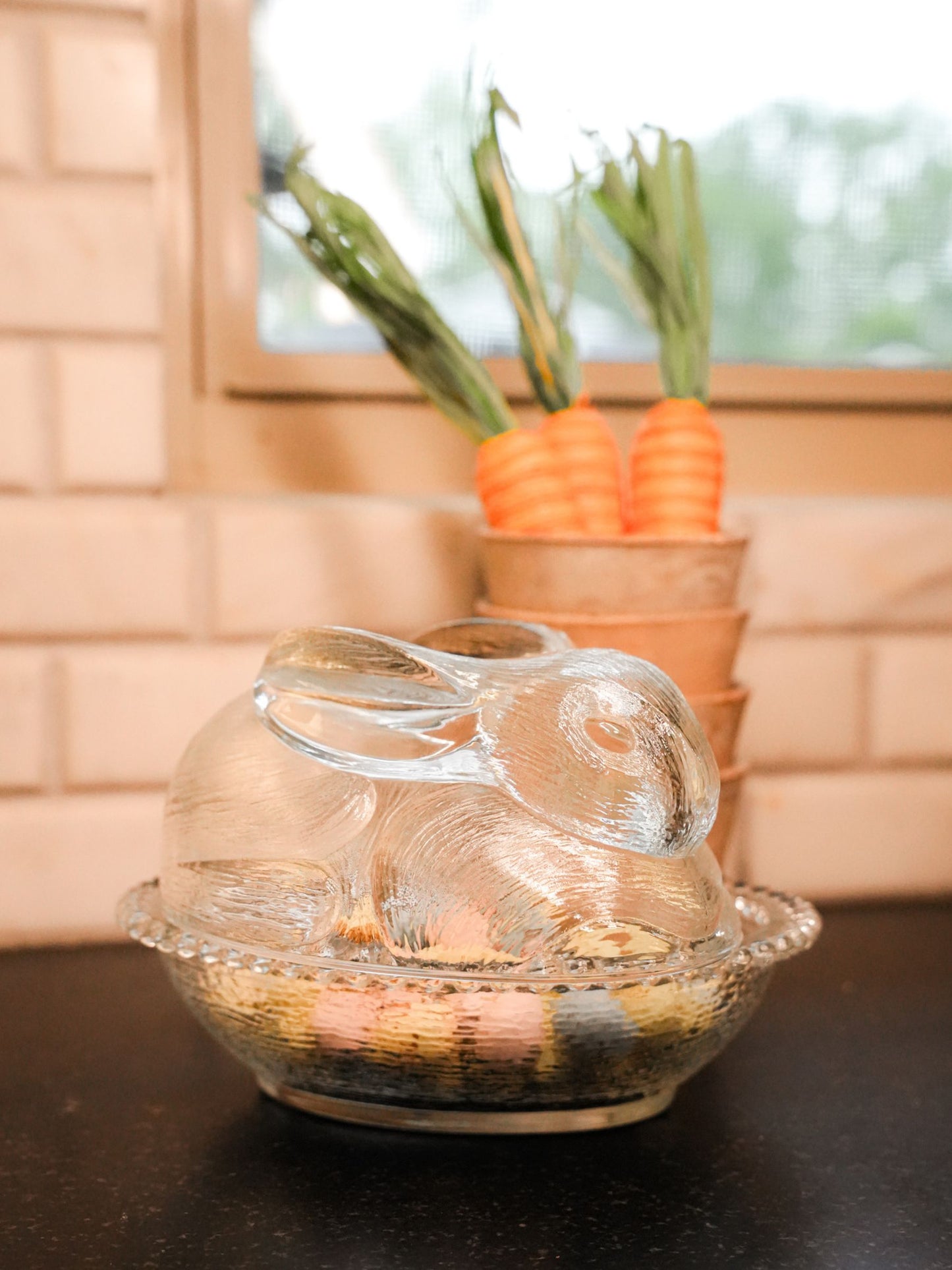 Large Glass Bunny Dish