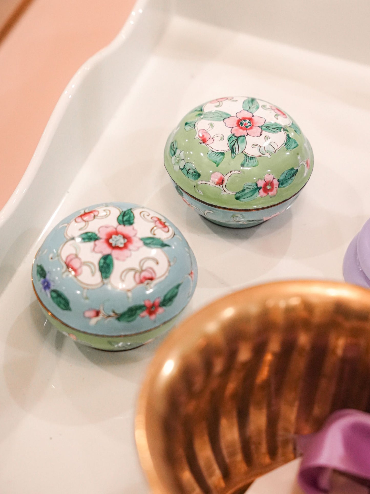 Peking Enamel Dishes with Lids