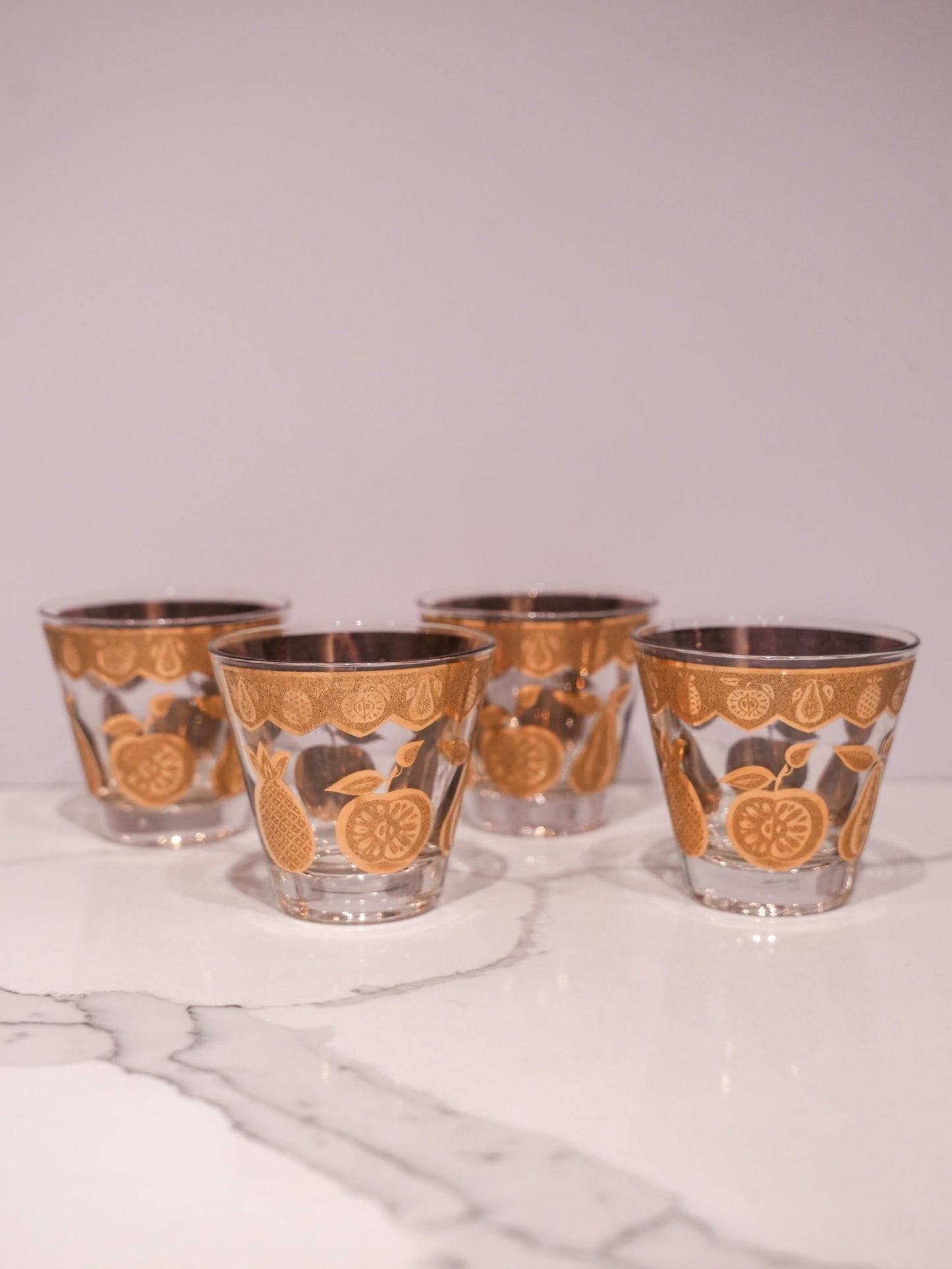 Small Culver Gold Fruit-Inspired Glasses - Set of Four
