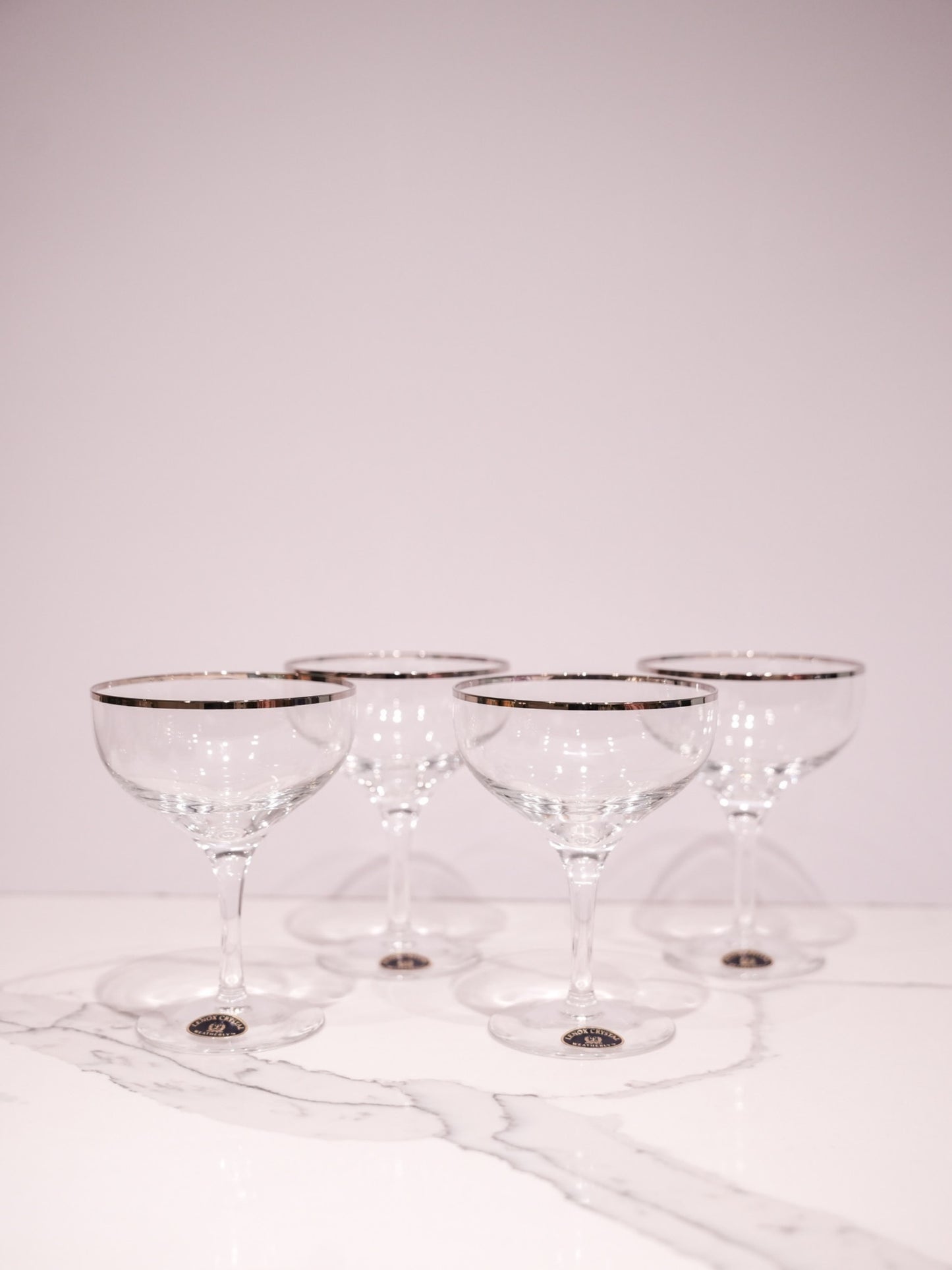 Vintage Lennox Coupes with Silver Rim - Set of Four