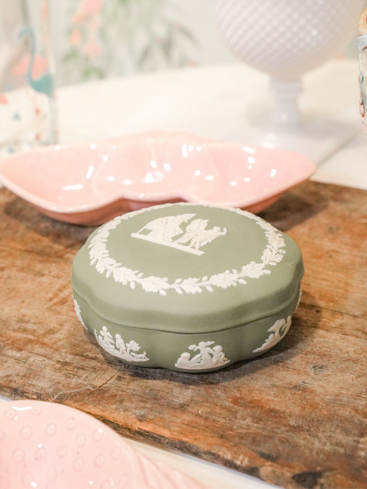 Vintage Wedgwood Green Trinket Box
