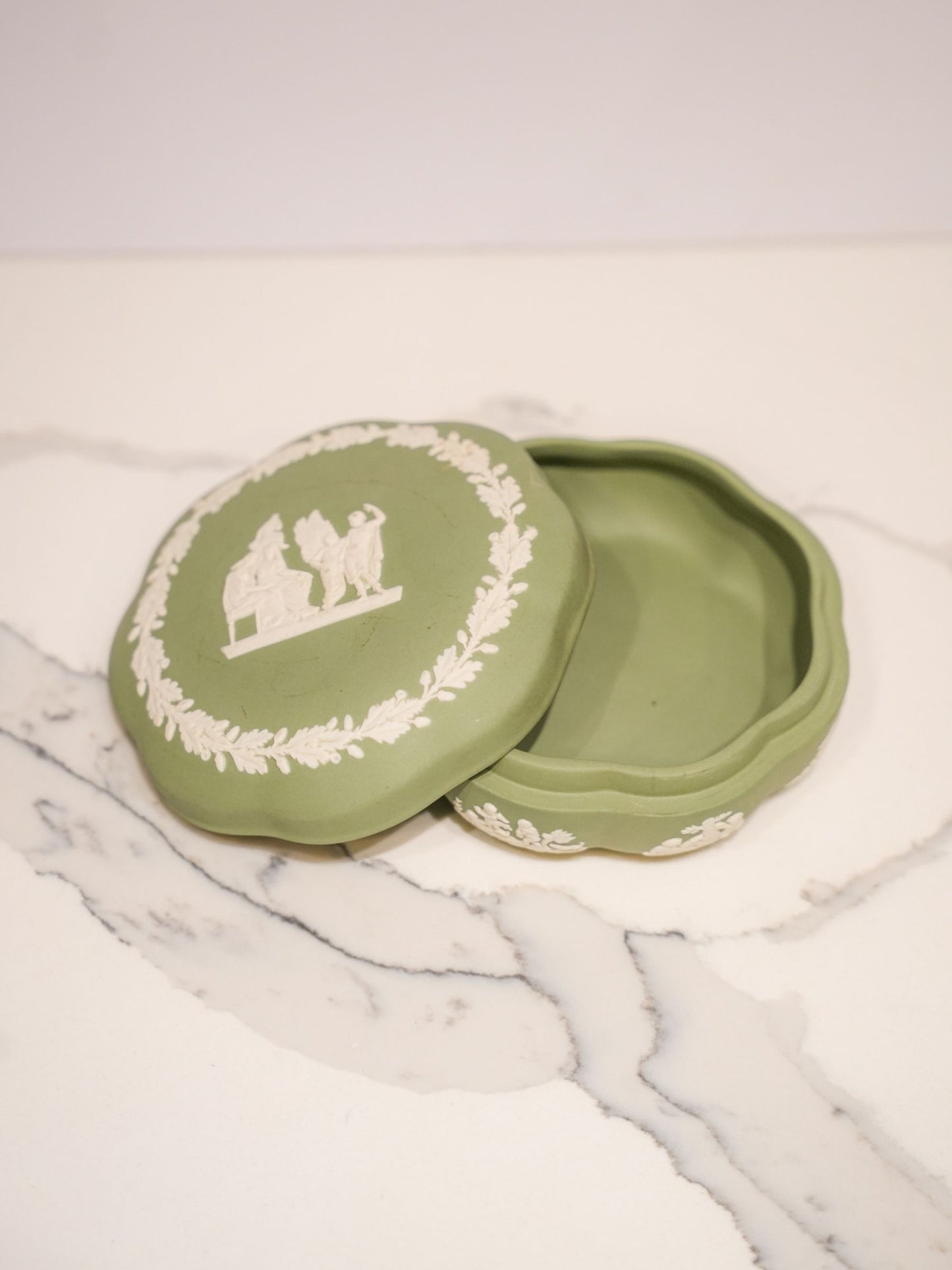 Vintage Wedgwood Green Trinket Box