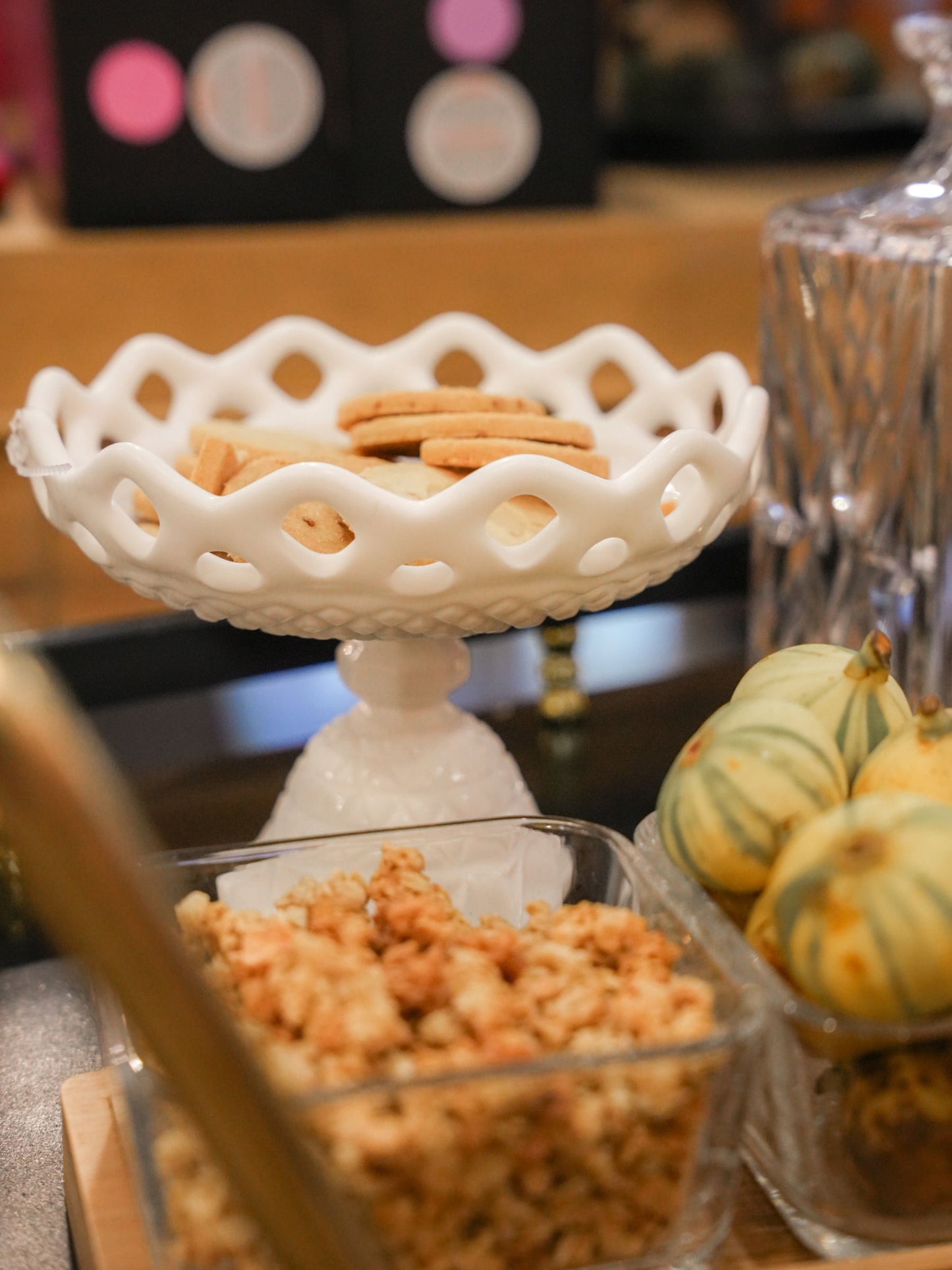 White Pedestal Milk Glass Candy Dish