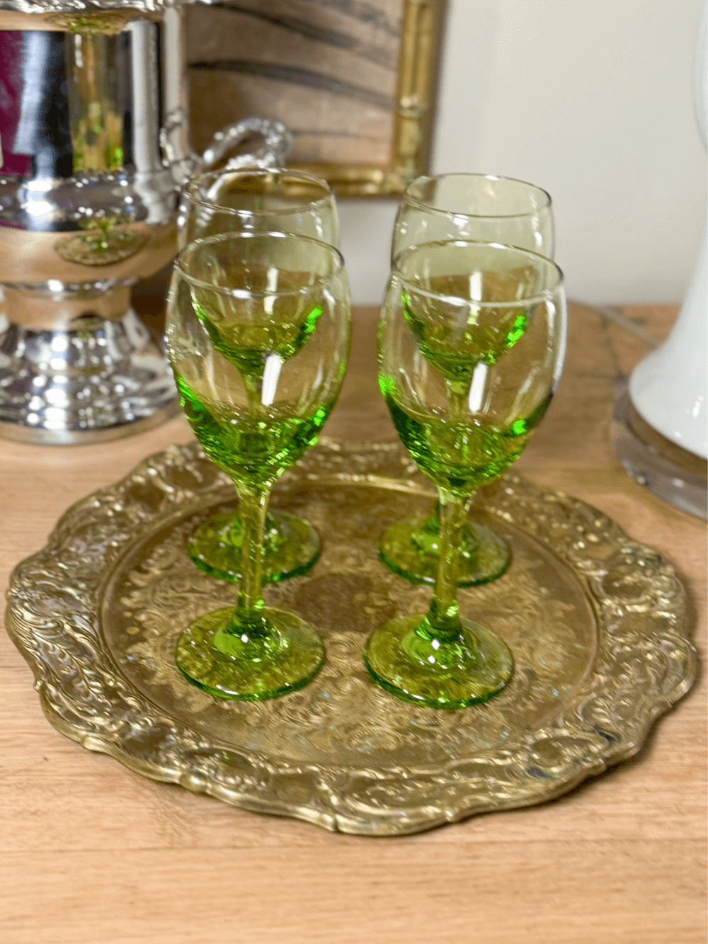 Green Vintage Wine Glasses