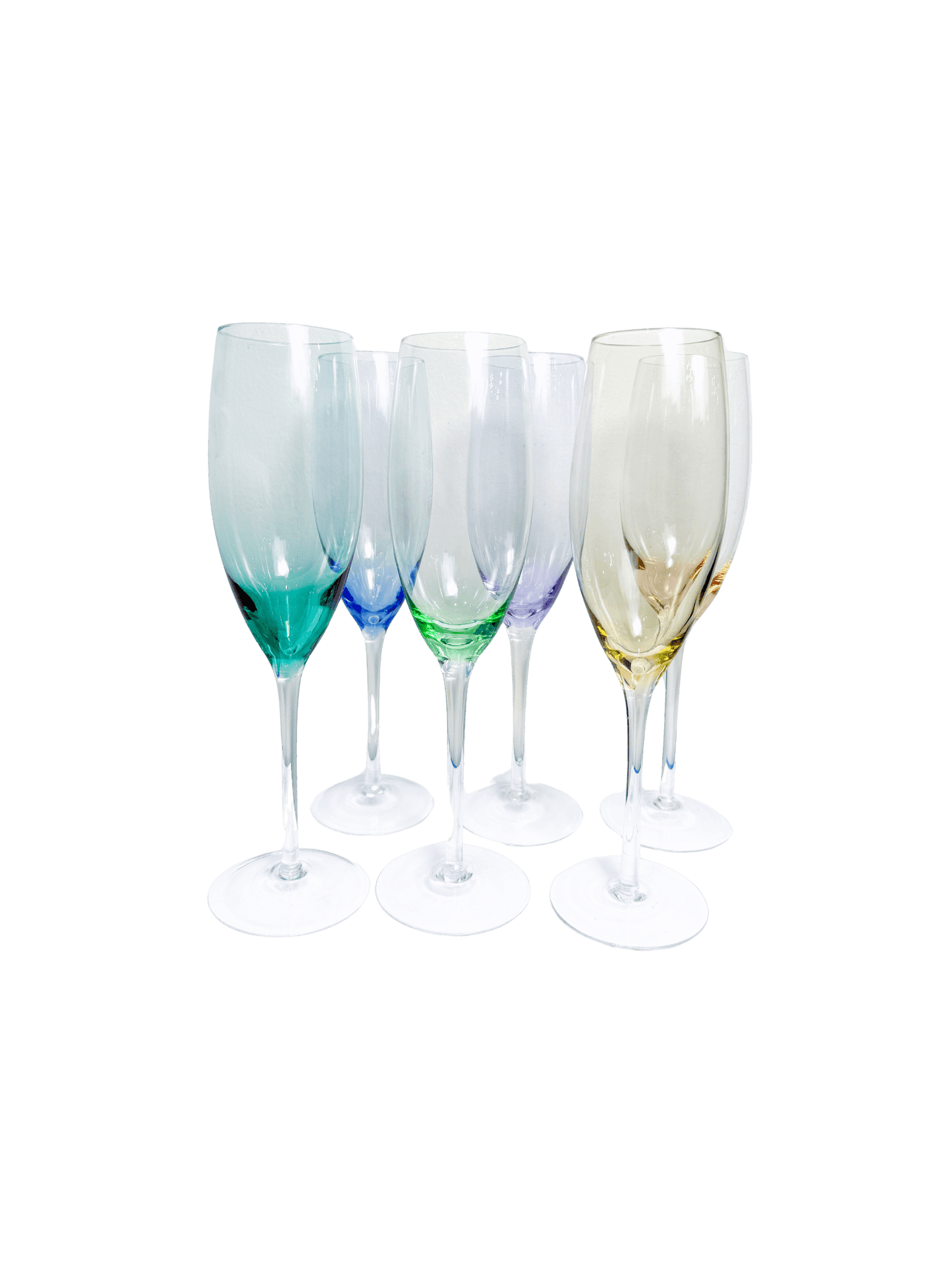 Multi-Colored Champagne Flutes - Set of Six