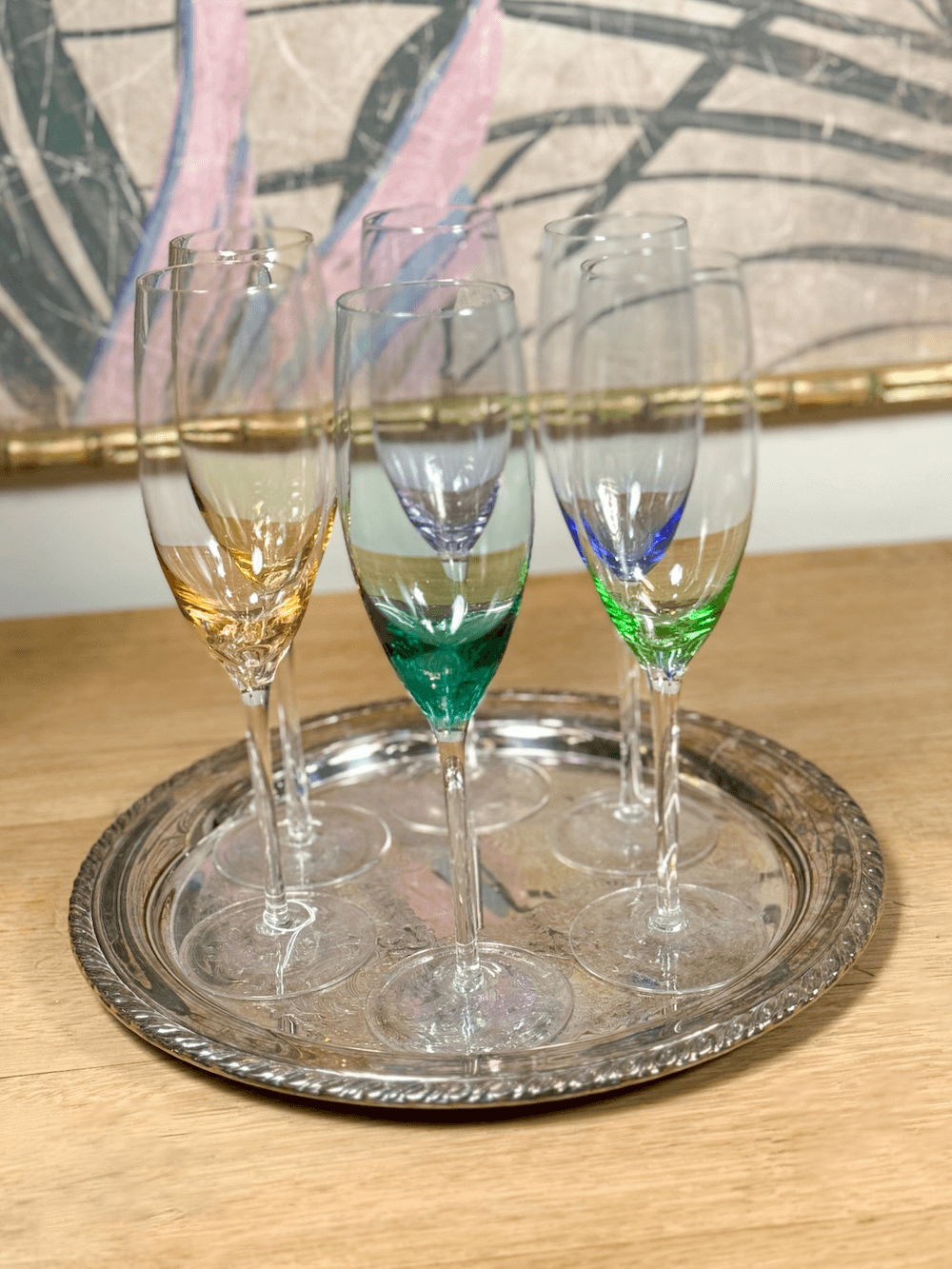 Multi-Colored Champagne Flutes - Set of Six