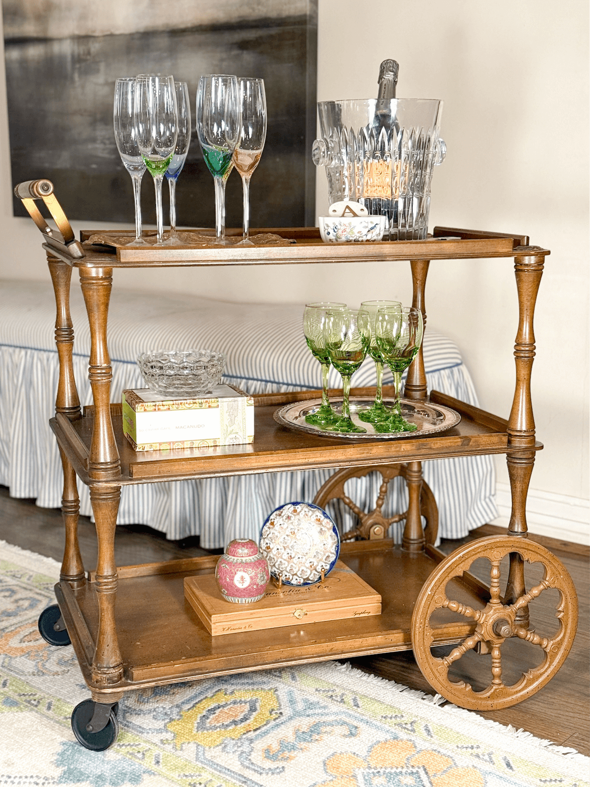 Vintage Wooden Bar Cart