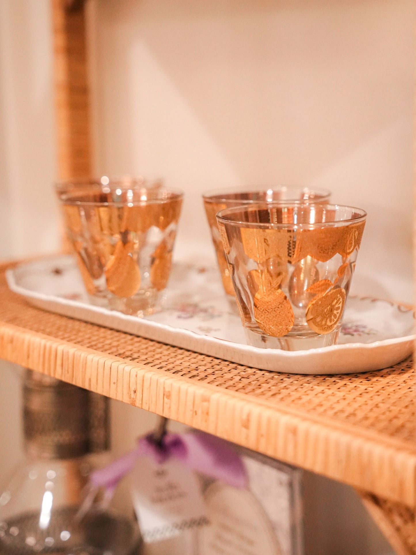 Small Culver Gold Fruit-Inspired Glasses - Set of Four