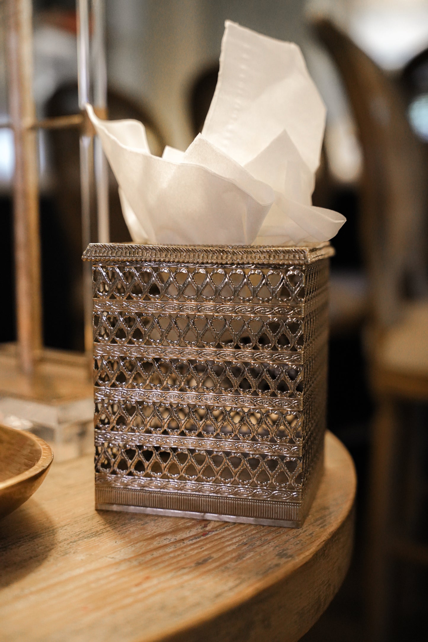 Vintage Hollywood Regency Silver Tissue Box