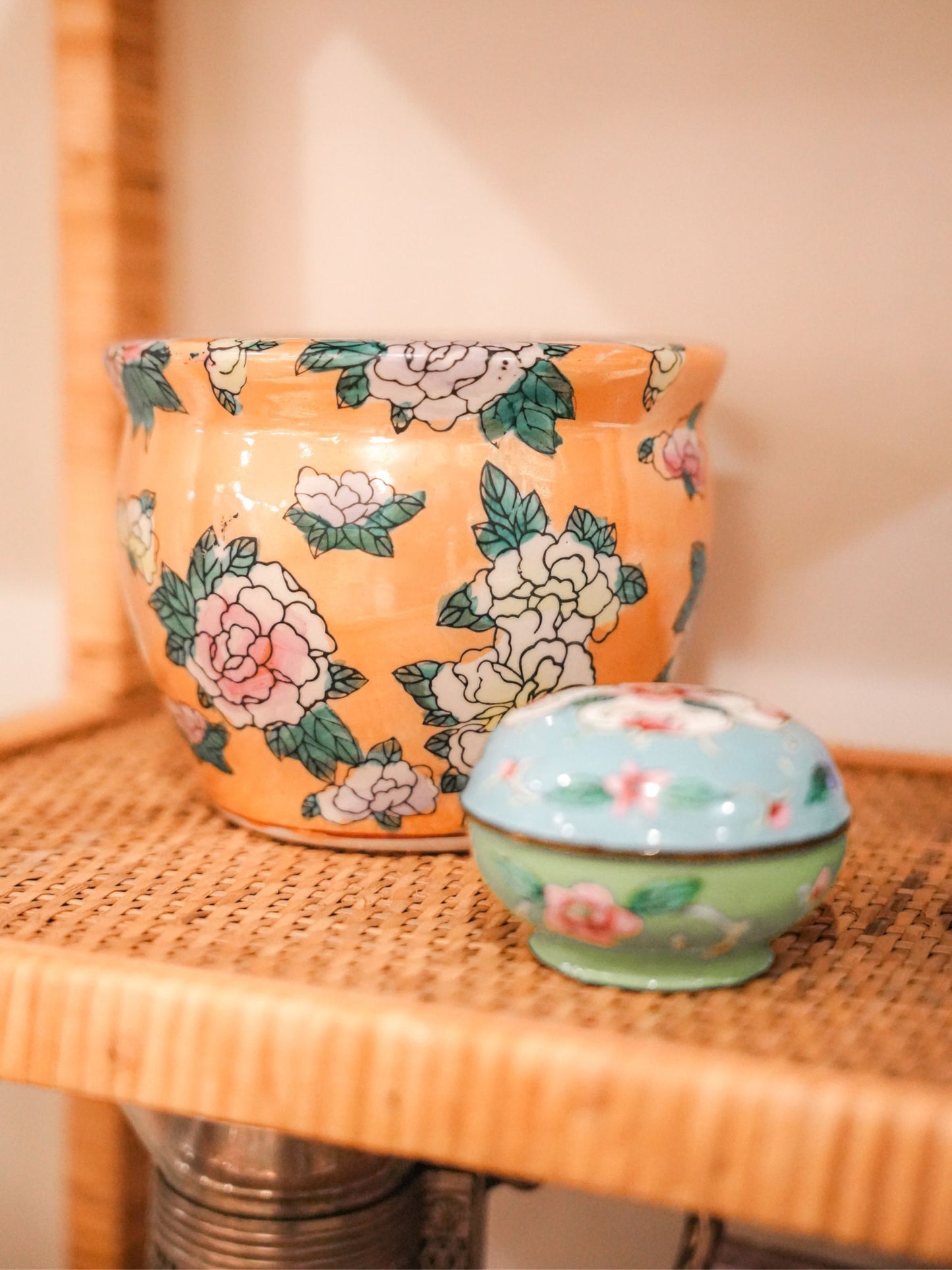 Orange Asian Inspired Vase/Planter