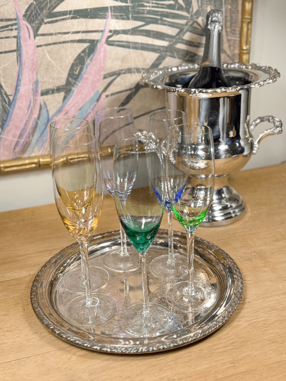 Multi-Colored Champagne Flutes - Set of Six