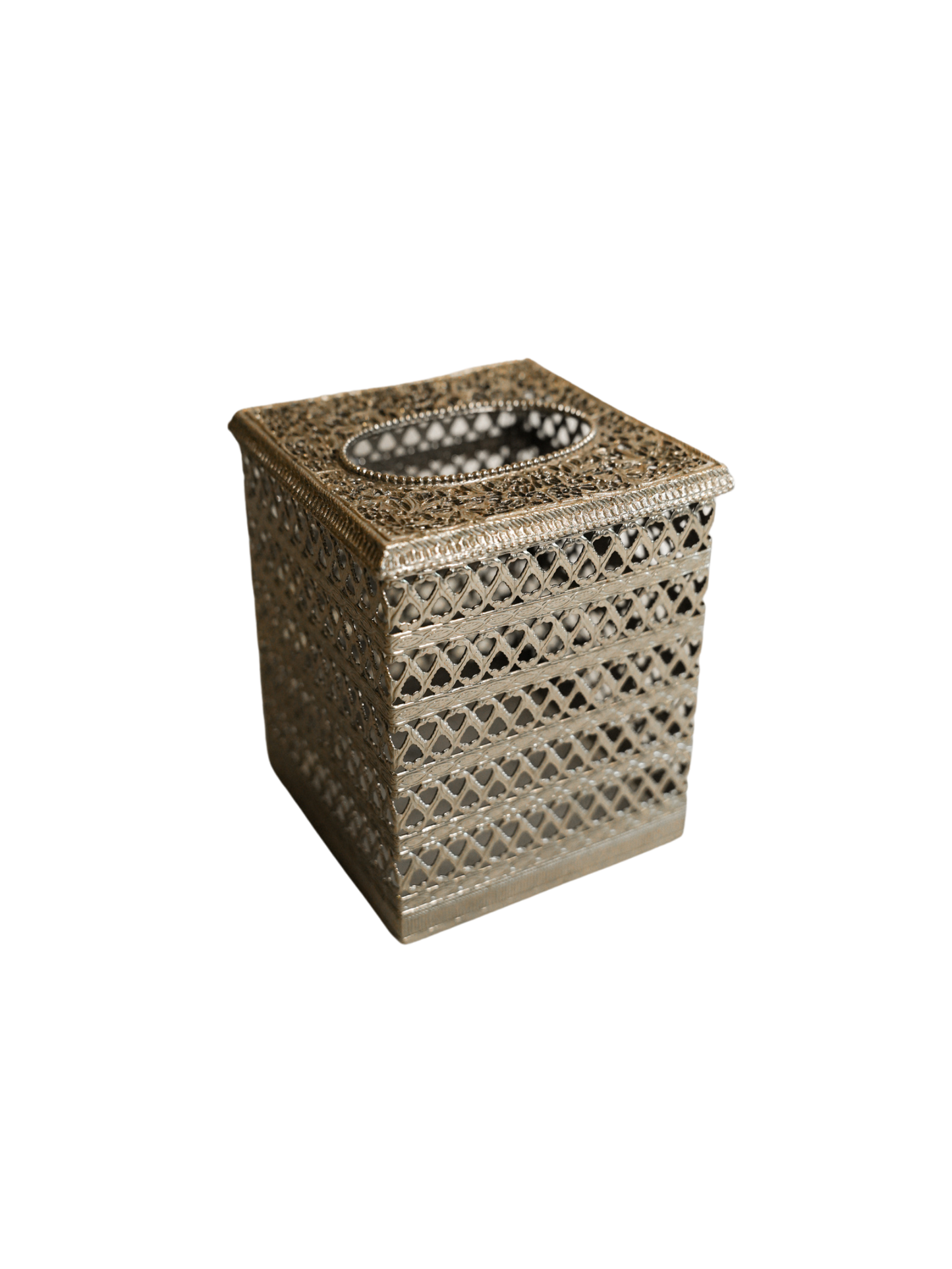 Vintage Hollywood Regency Silver Tissue Box