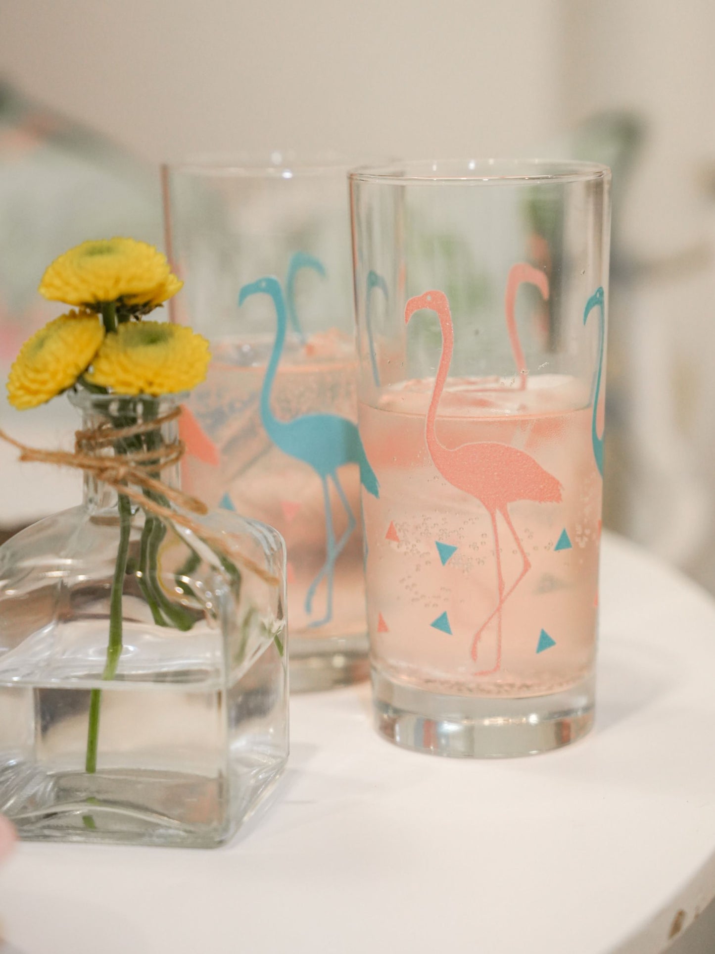 1980s Retro Flamingo Glasses - Set of 8