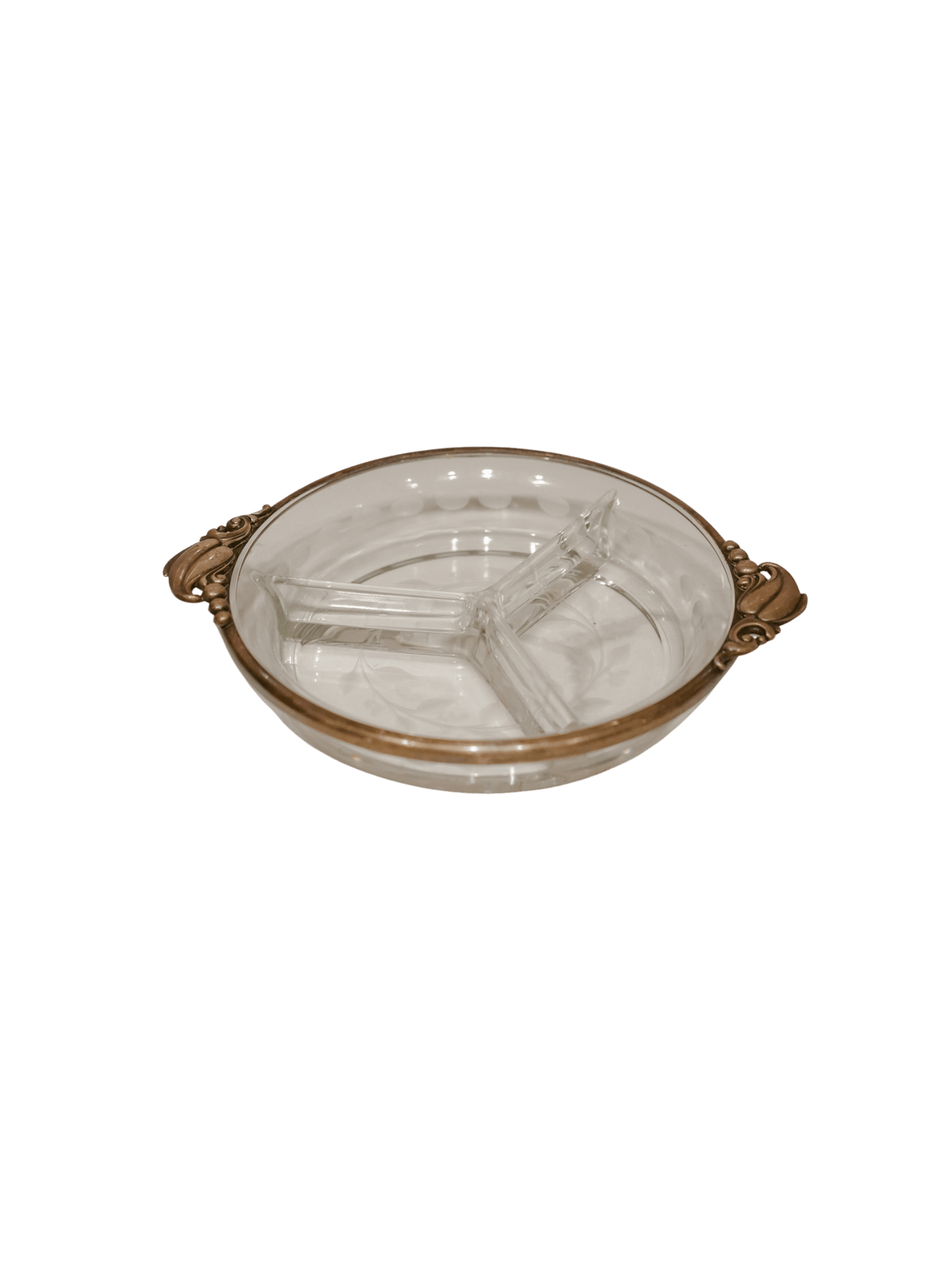 3 - Section Vintage Glass and Silver Dish