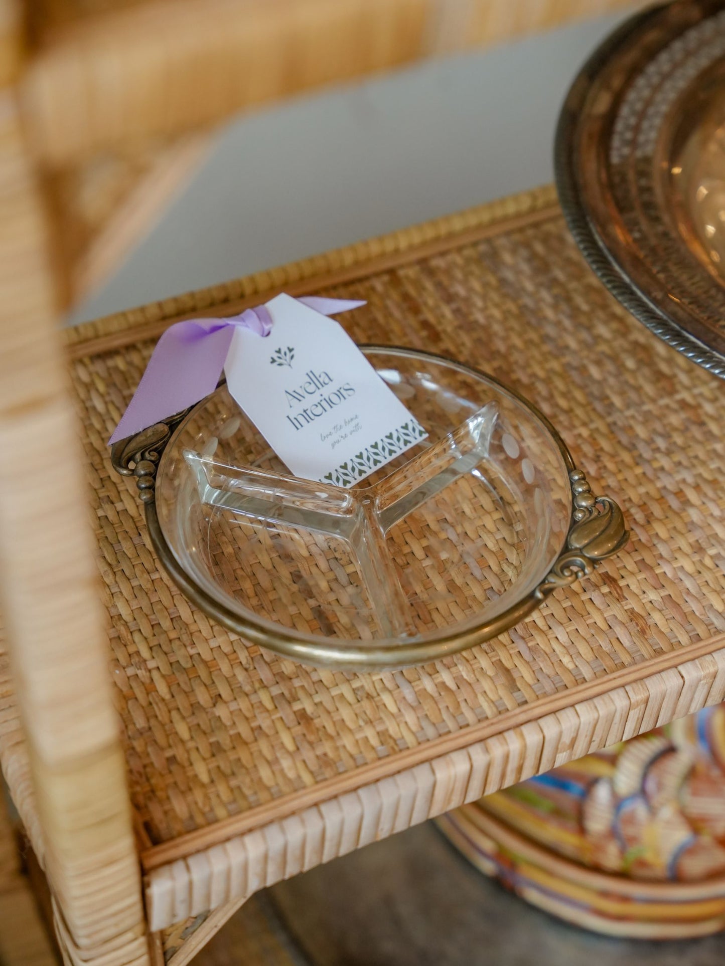 3 - Section Vintage Glass and Silver Dish