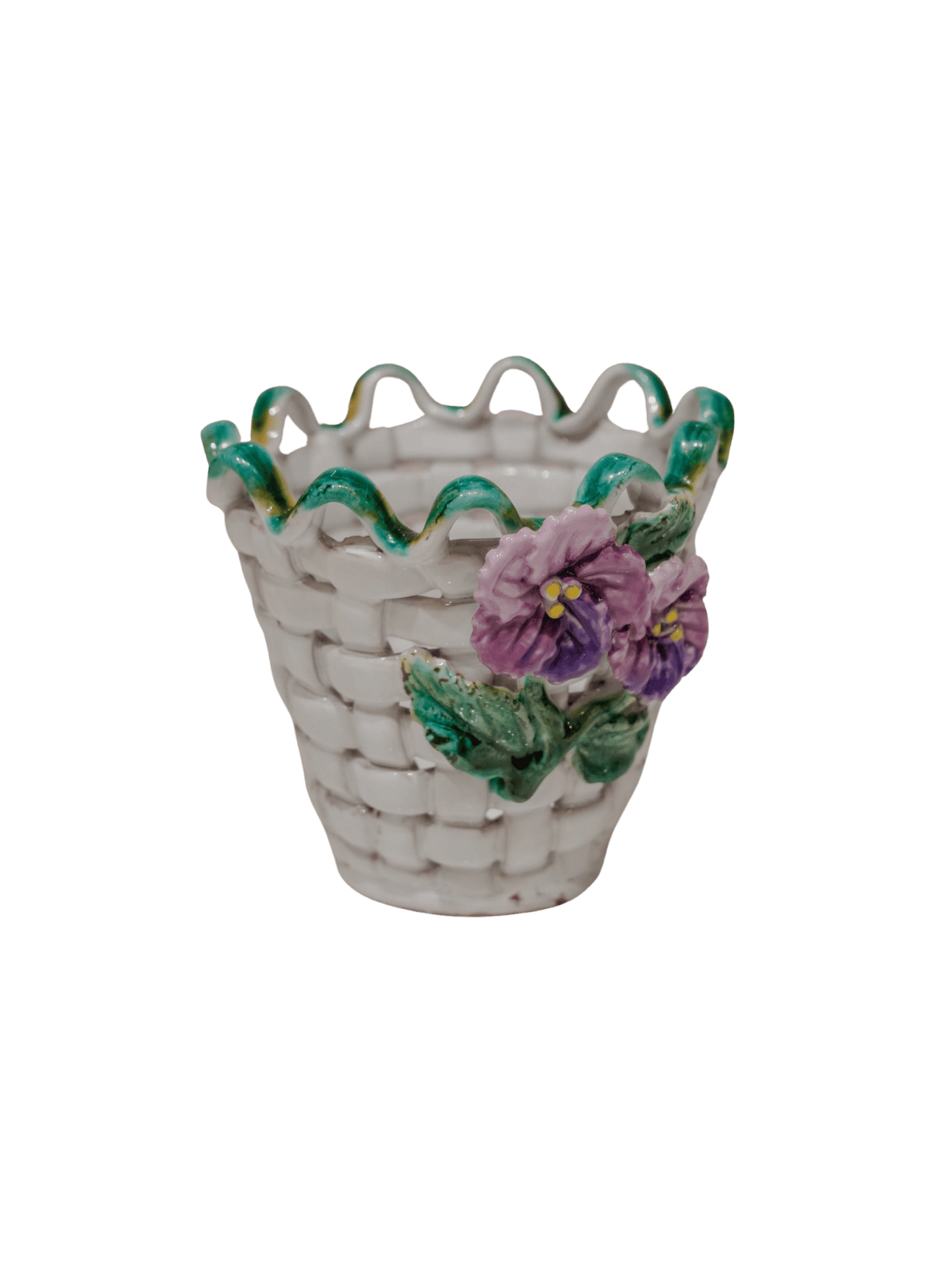 Ceramic Basket Weave Scalloped Planter