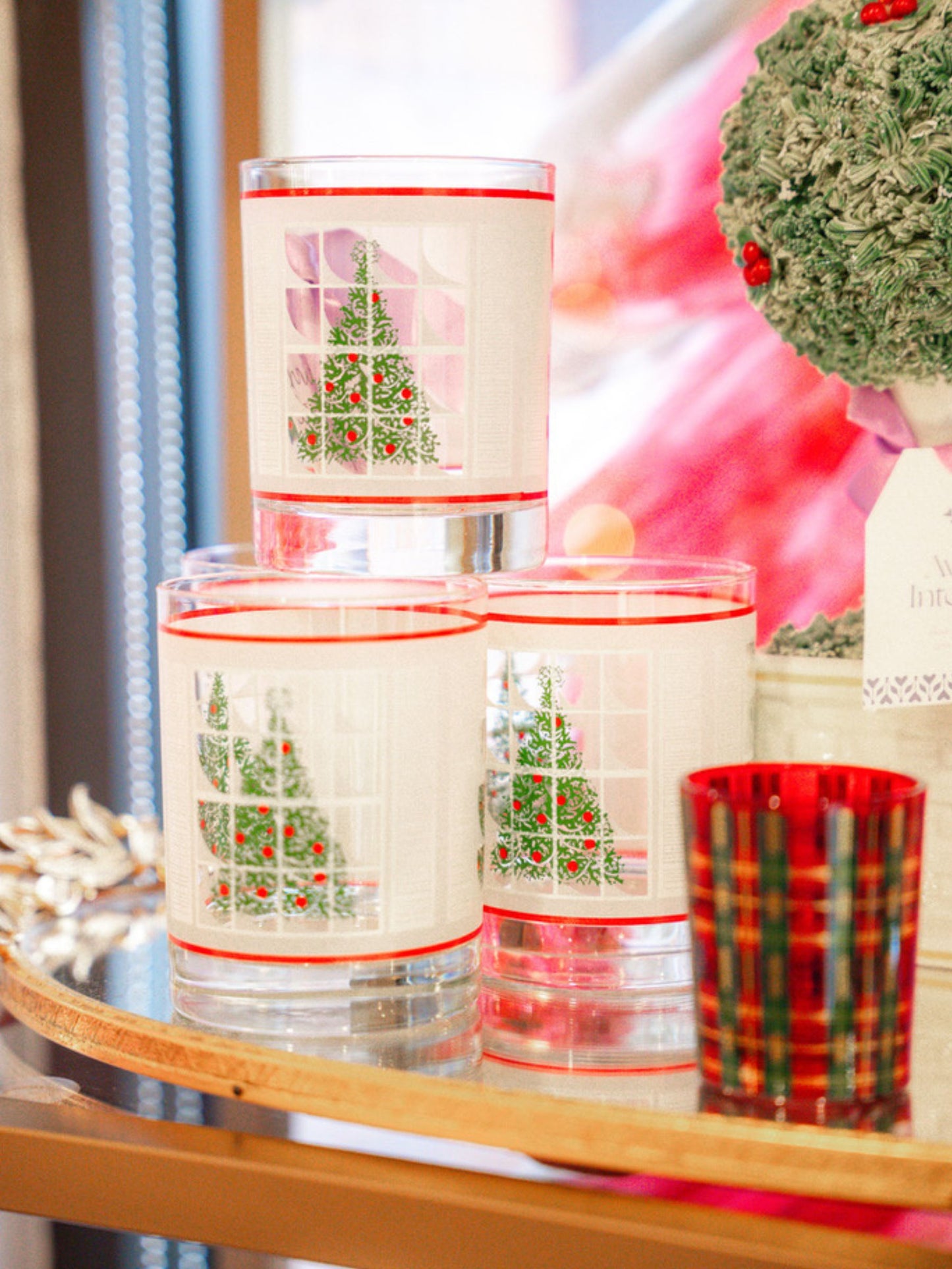 Christmas Tree Glasses with Frosting