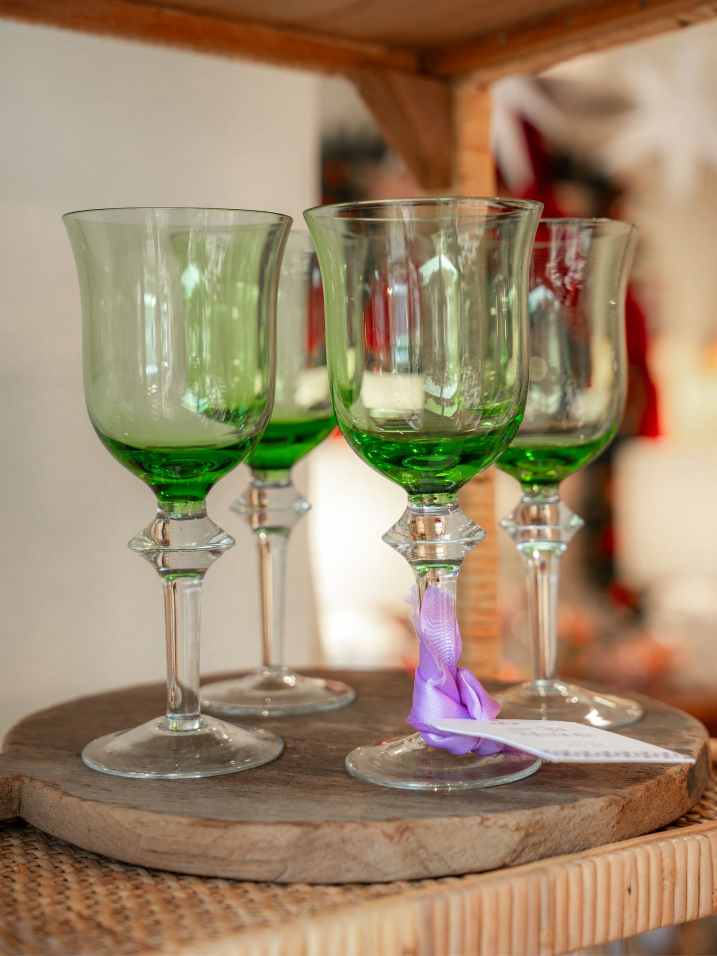 Crystal Green Vintage Wine Glasses