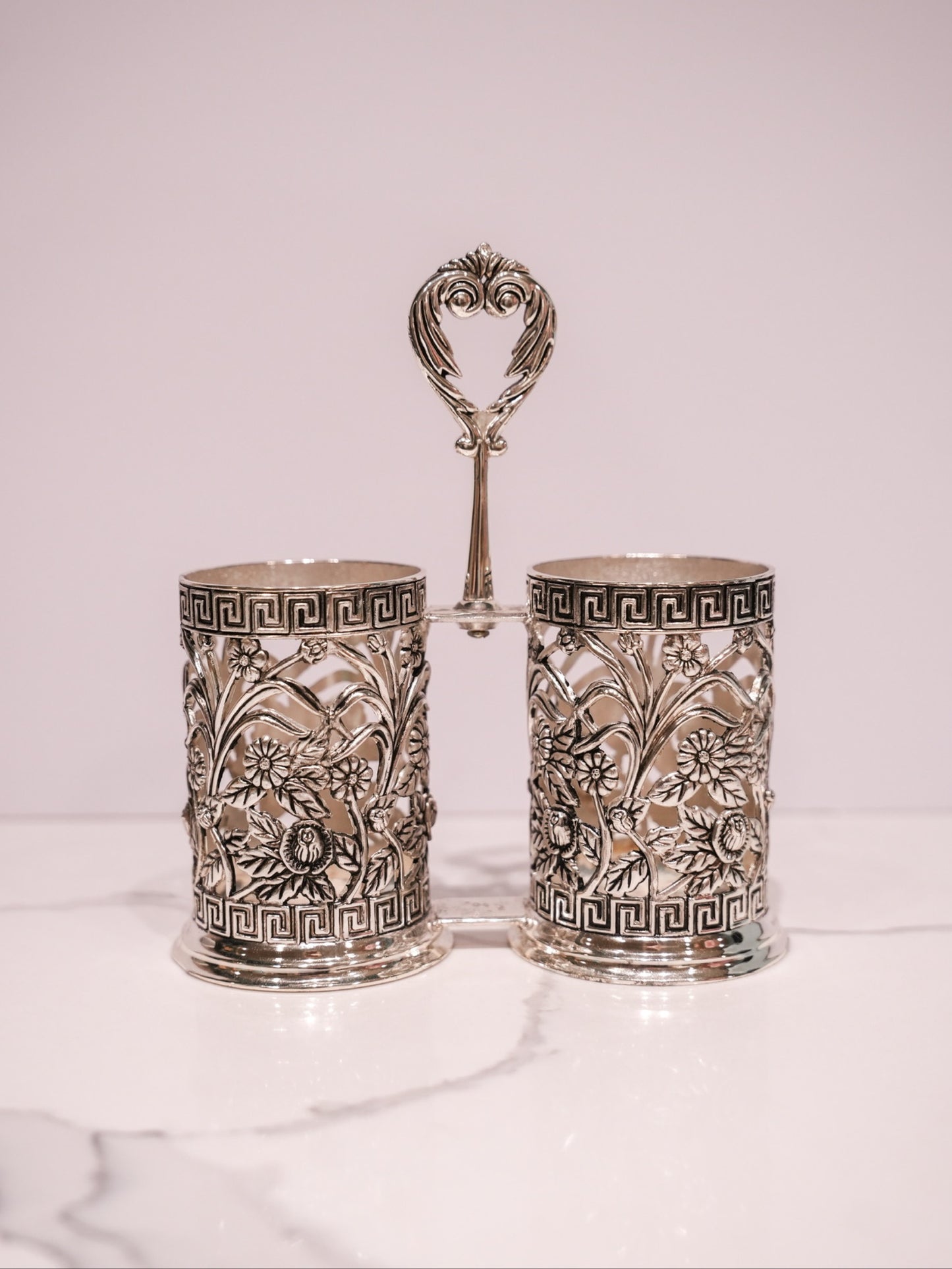 French Silver-Plated Dual Spooner with Handle