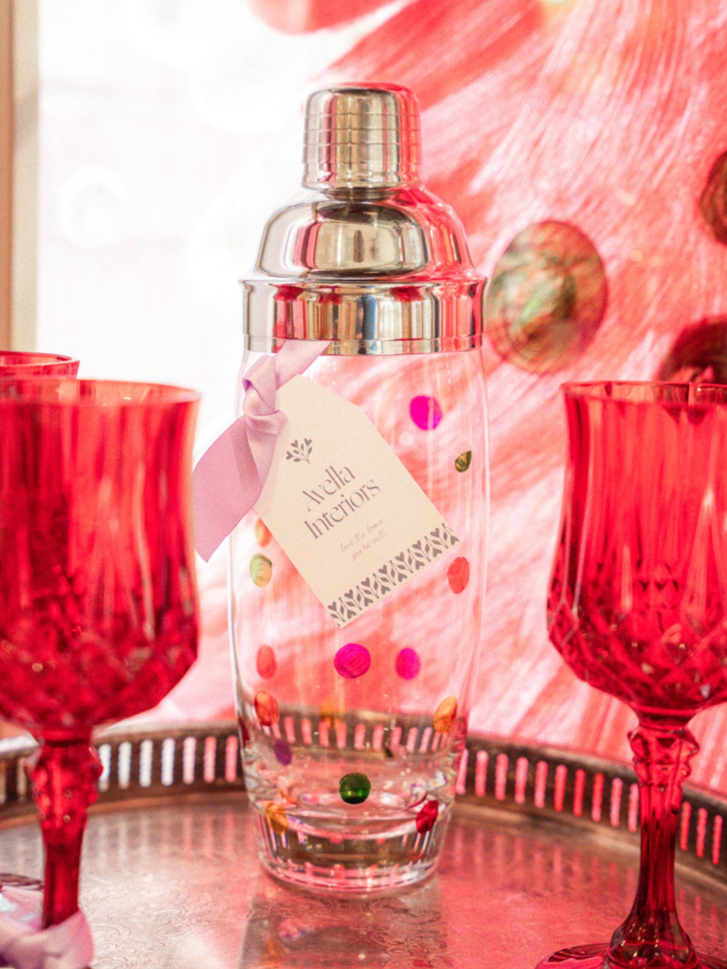 Mid-Century Glass Dotted Cocktail Shaker