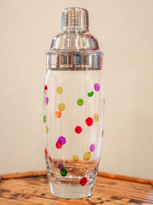 Mid-Century Glass Dotted Cocktail Shaker