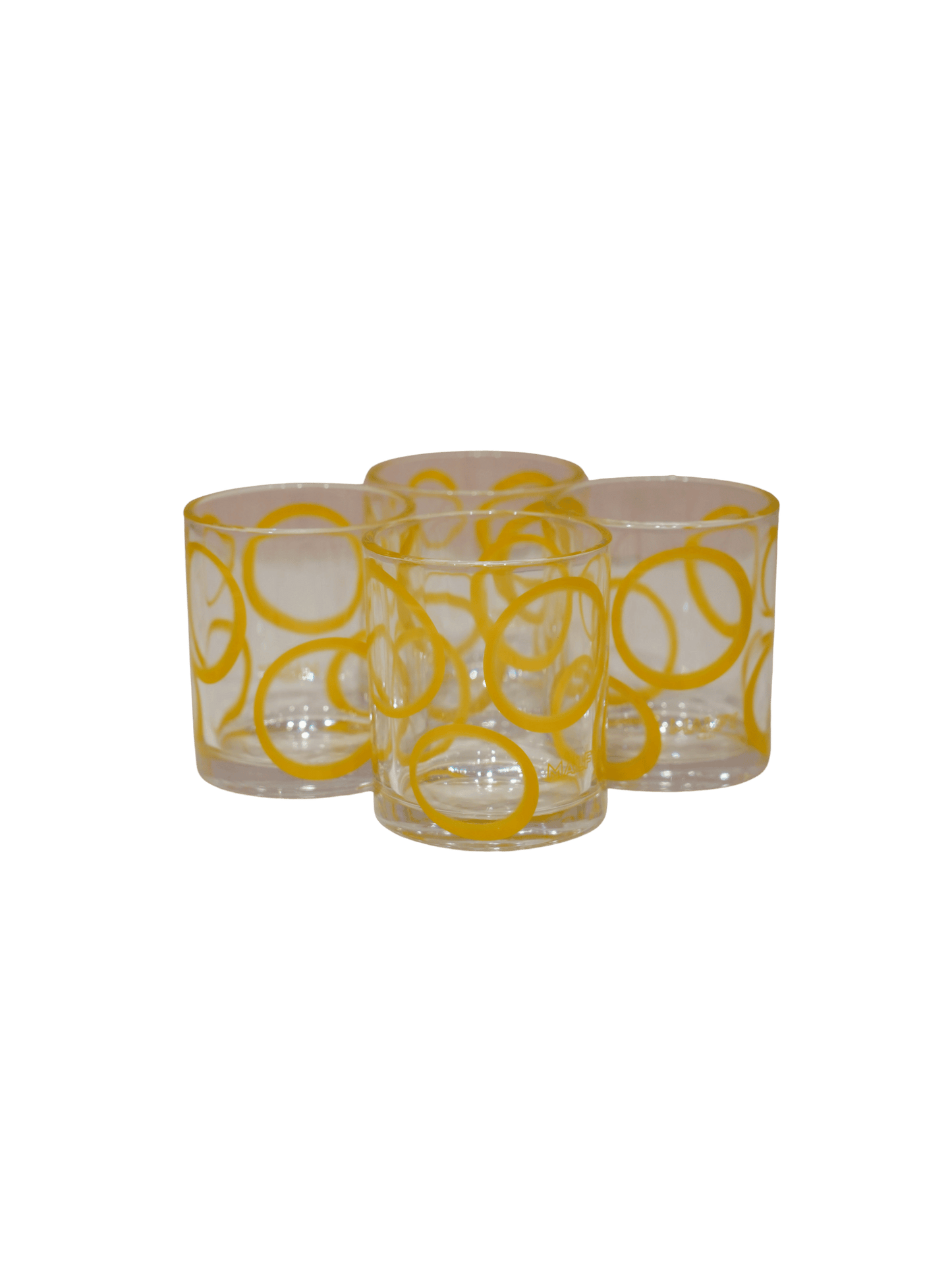 Mid Century Yellow Circle Glasses (Set of 4)