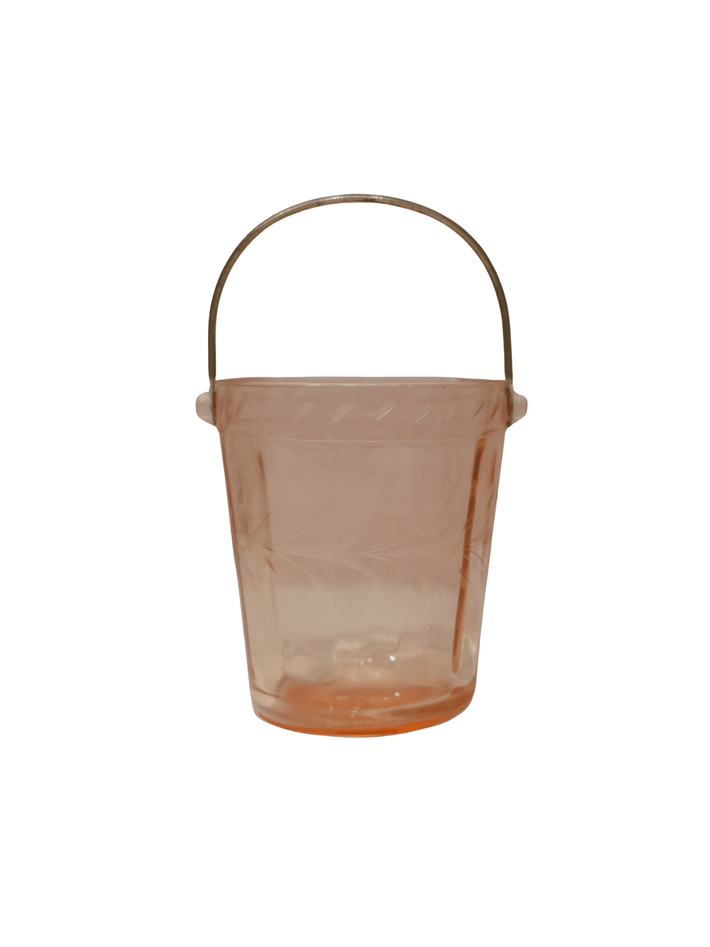Pink Glass Vintage Bucket with Silver Handle