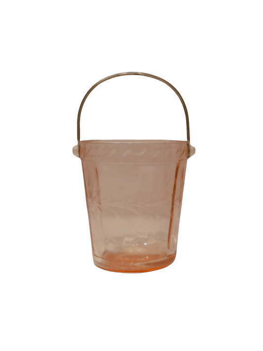 Pink Glass Vintage Bucket with Silver Handle
