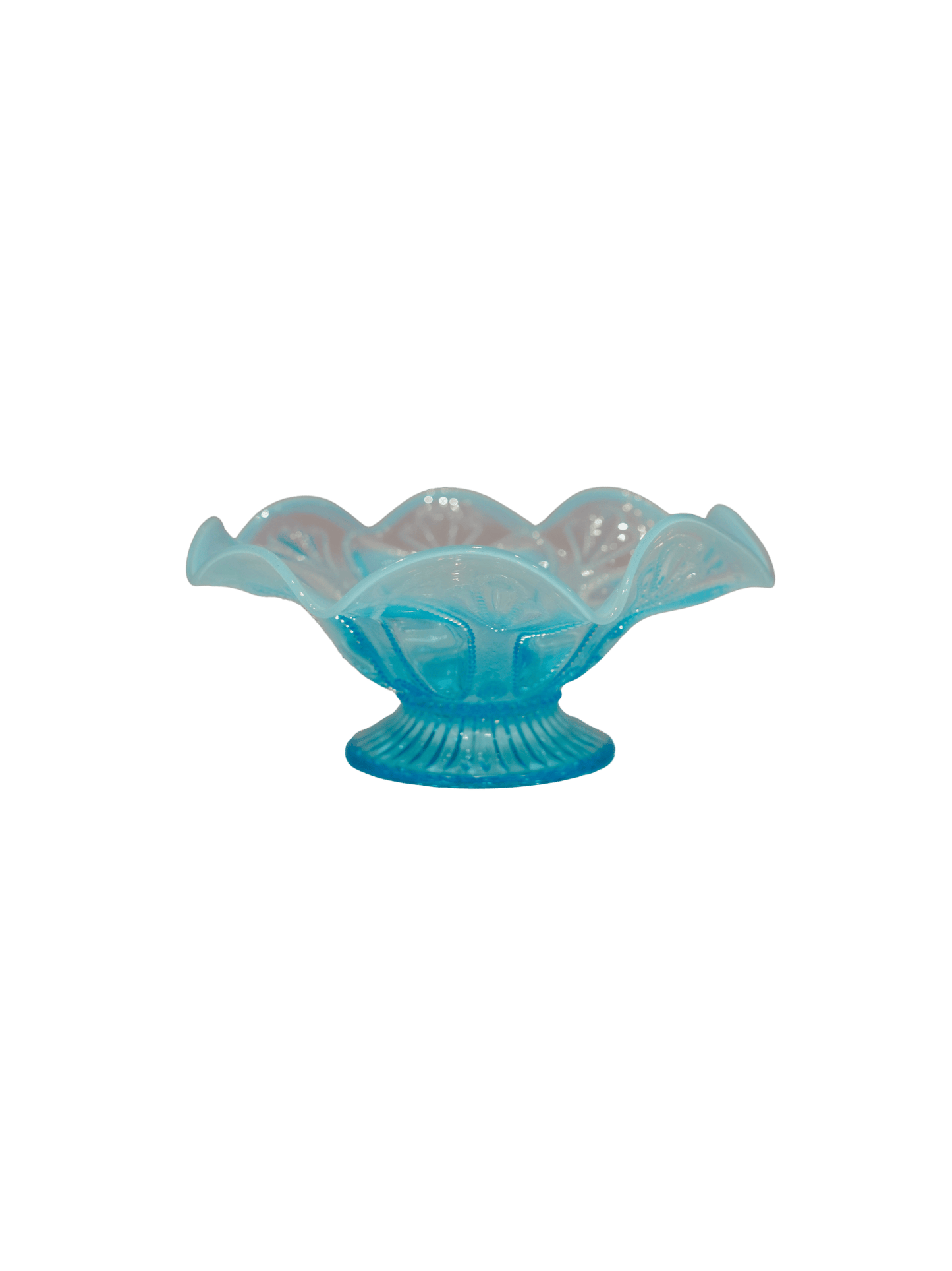 Turquoise Vintage Glass Pedestal Bowl
