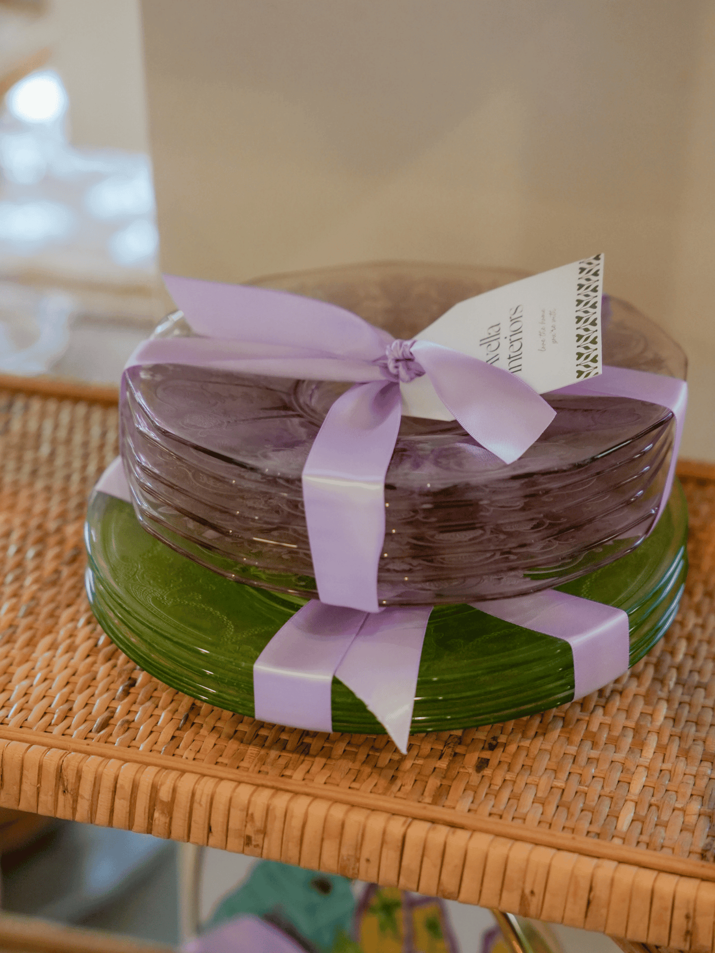 Vintage Glass Dessert Plates in Lavender
