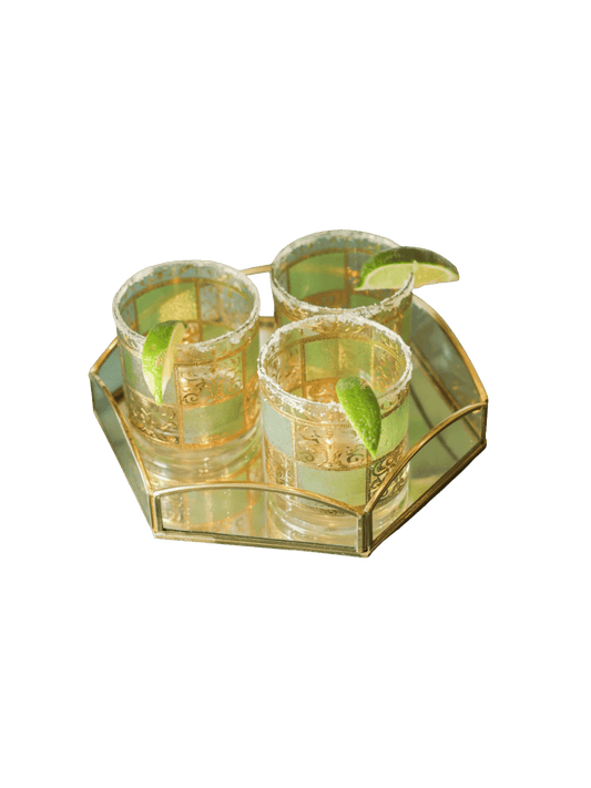 6 Sided Mid-Century Modern Mirrored Tray