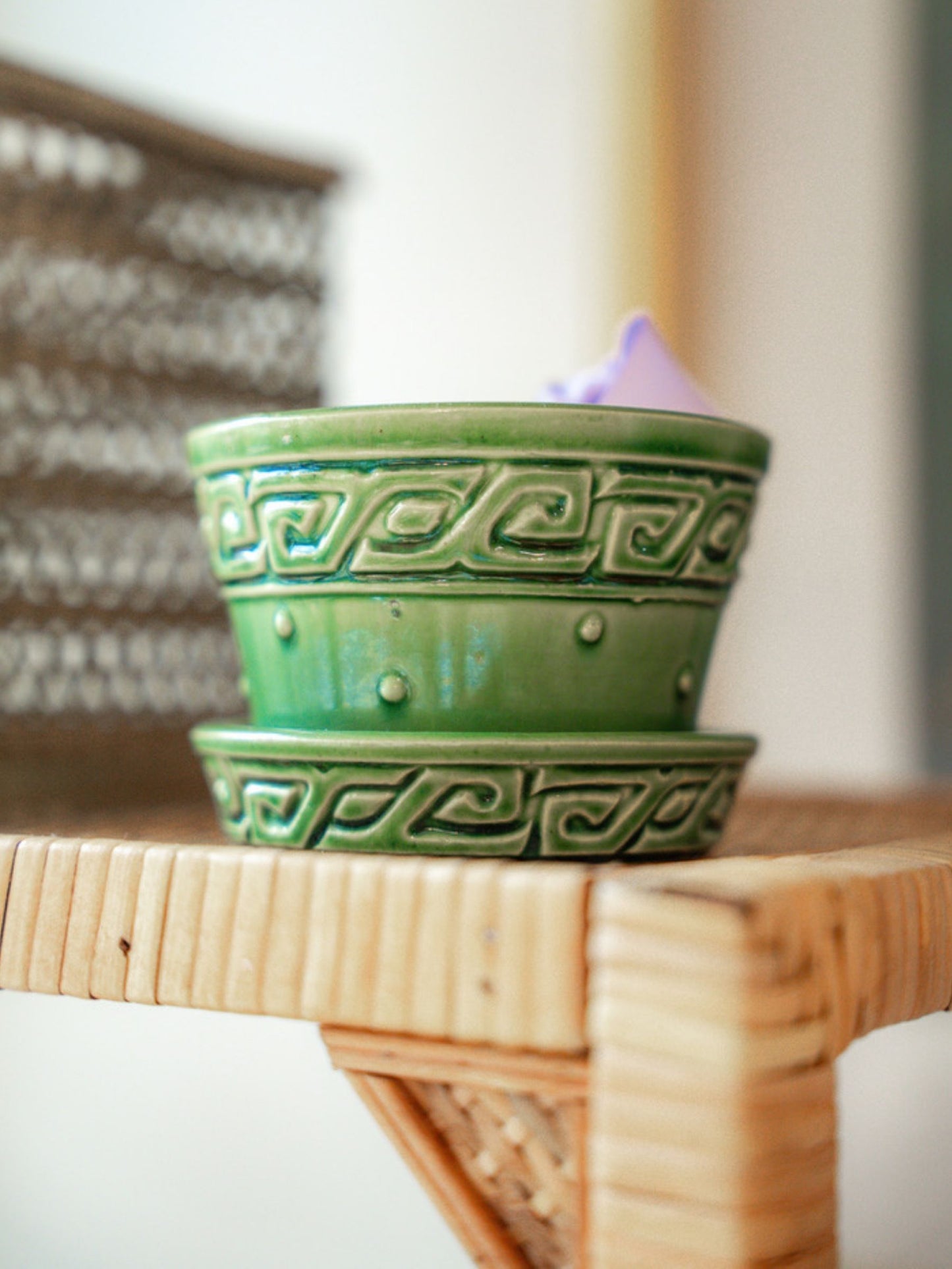 Vintage McCoy Greek Key Dot Planter