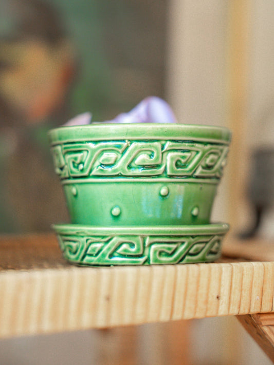 Vintage McCoy Greek Key Dot Planter