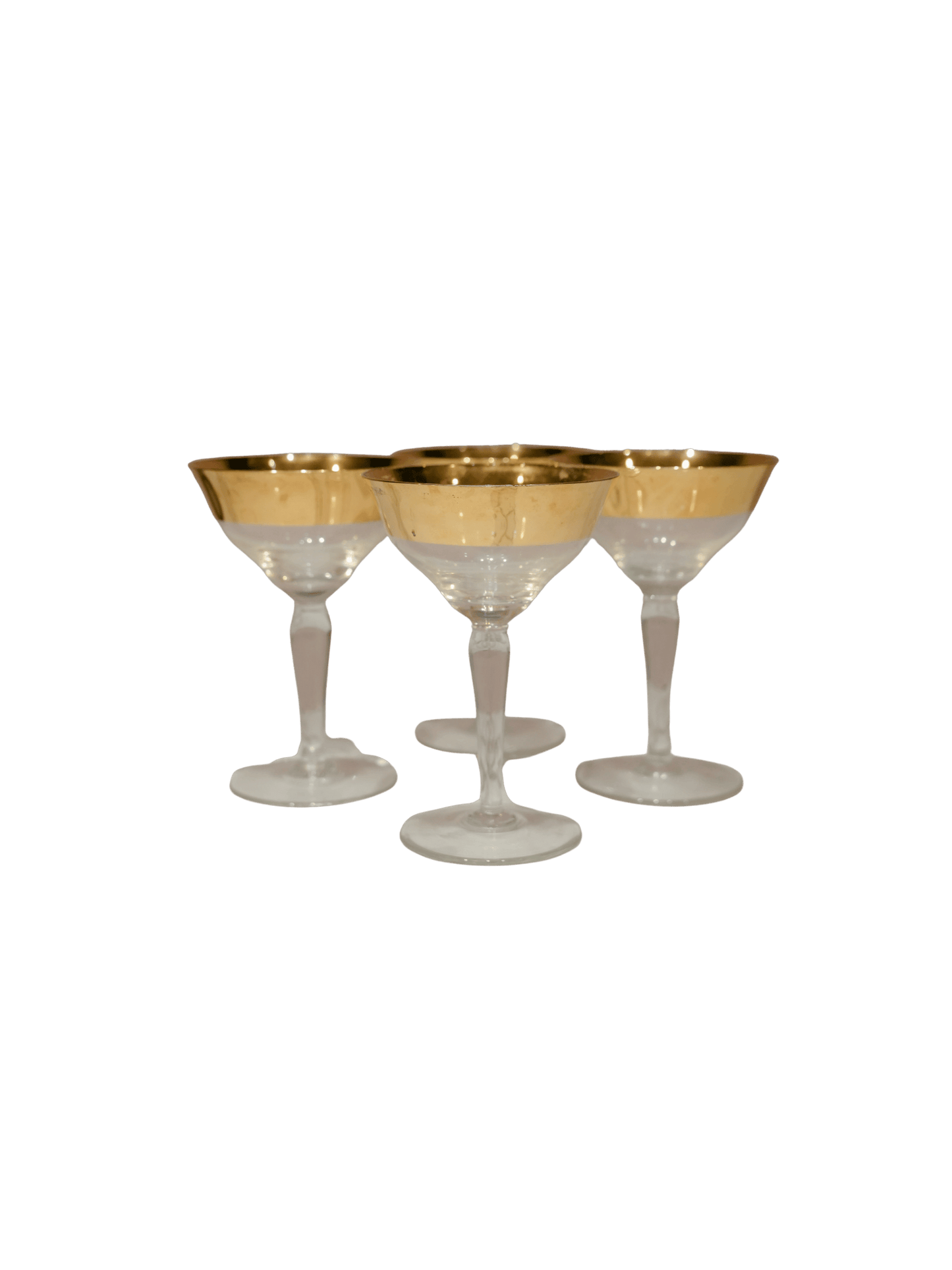 Vintage Set of 4 Glasses with Gold Rim