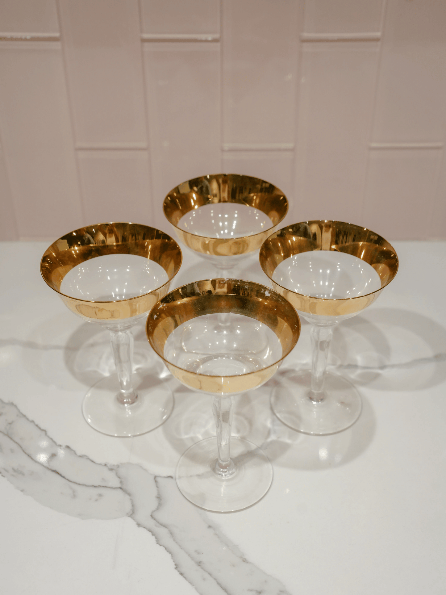 Vintage Set of 4 Glasses with Gold Rim