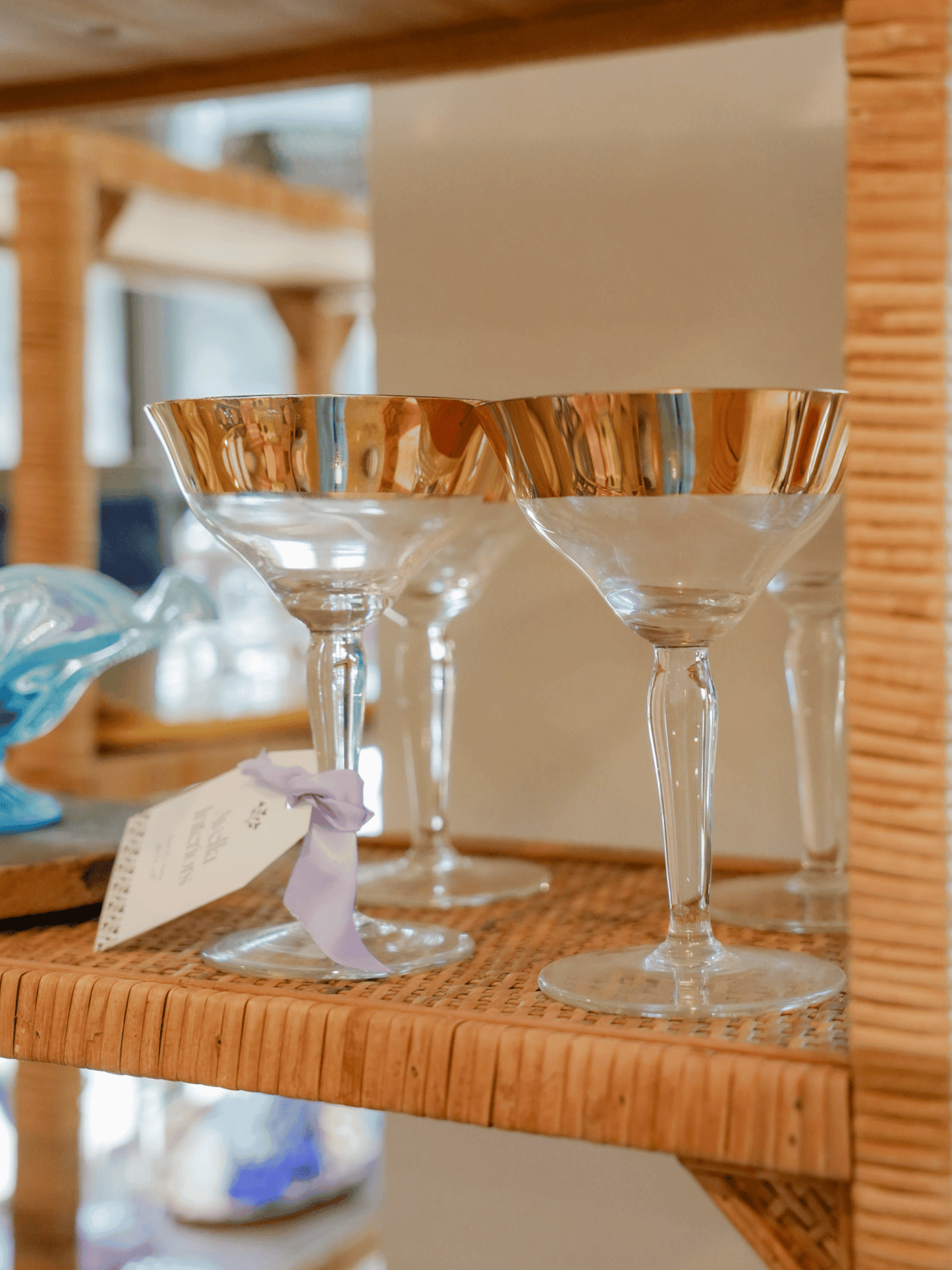 Vintage Set of 4 Glasses with Gold Rim