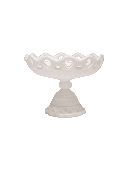 White Pedestal Milk Glass Candy Dish