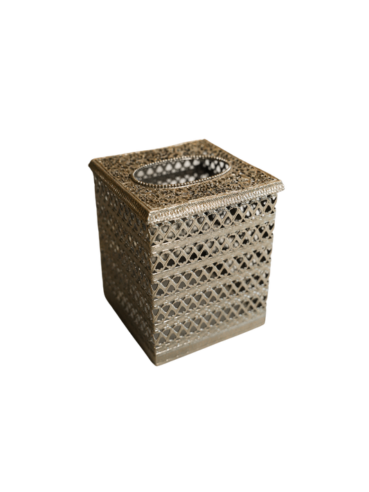 Vintage Hollywood Regency Silver Tissue Box